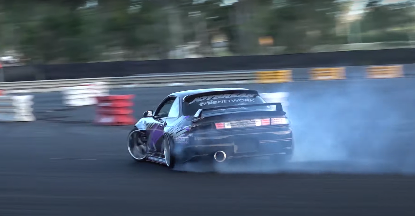 A 1JZ-powered Nissan Silvia pulls of a smoky drift